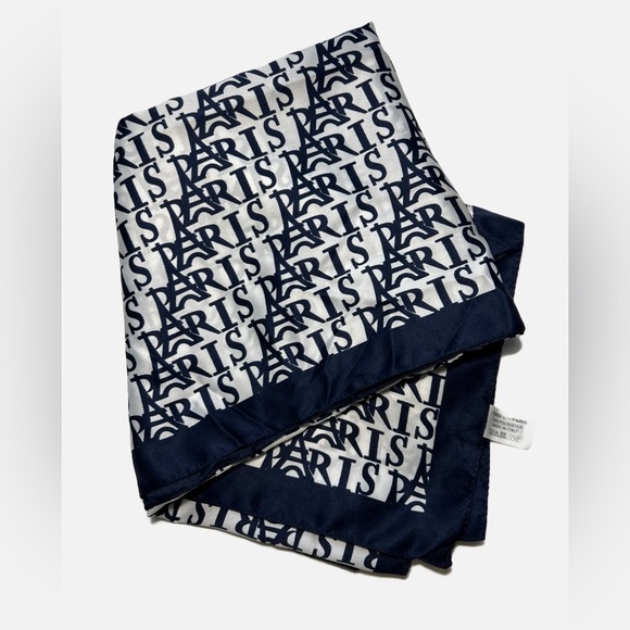 Roger L Paris Navy and White Scarf Made in Italy Womens 34 x 34 - Picture 2 of 5